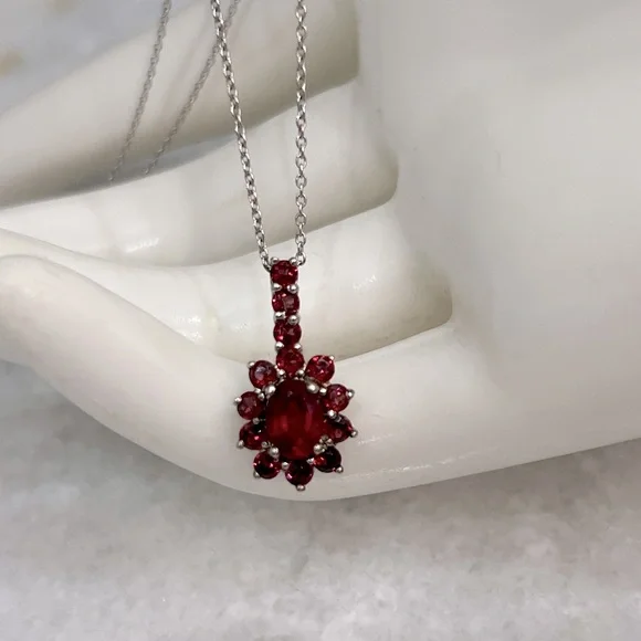 Niassa Ruby Orissa Rhodolite Garnet Sterling Silver Pendant Necklace - Picture 6 of 12